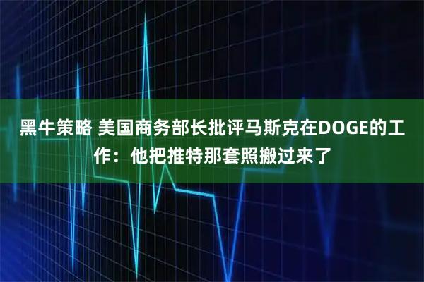 黑牛策略 美国商务部长批评马斯克在DOGE的工作：他把推特那套照搬过来了