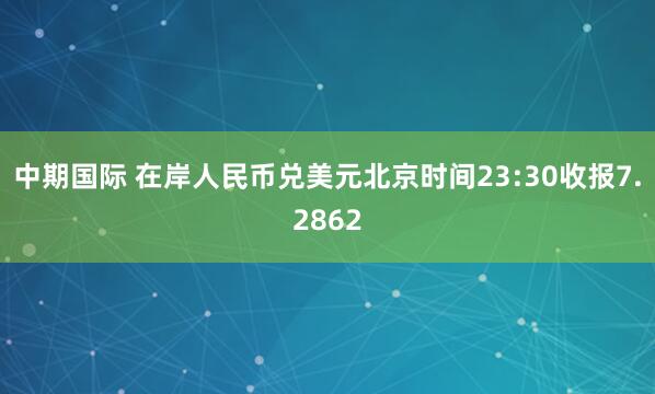 中期国际 在岸人民币兑美元北京时间23:30收报7.2862