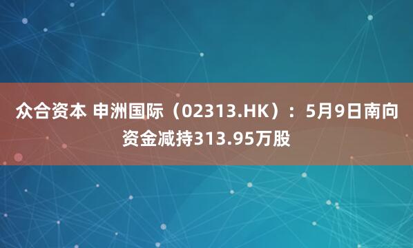 众合资本 申洲国际（02313.HK）：5月9日南向资金减持313.95万股