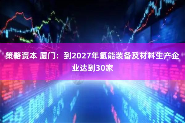 策略资本 厦门：到2027年氢能装备及材料生产企业达到30家