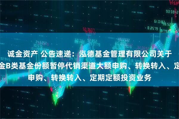 诚金资产 公告速递:泓德基金管理有限公司关于泓德添利货币基金B类基金份额暂停代销渠道大额申购、转换转入、定期定额投资业务
